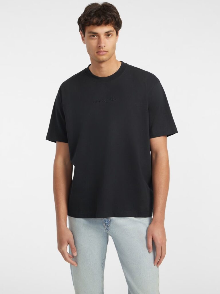 GUESS JEANS GJ SS CN OS LOGO EMB TEE ΜΠΛΟΥΖΑ ΑΝΔΡΙΚΟ | BLACK