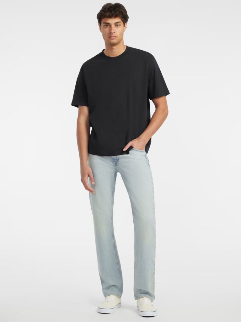 GUESS JEANS GJ SS CN OS LOGO EMB TEE ΜΠΛΟΥΖΑ ΑΝΔΡΙΚΟ | BLACK