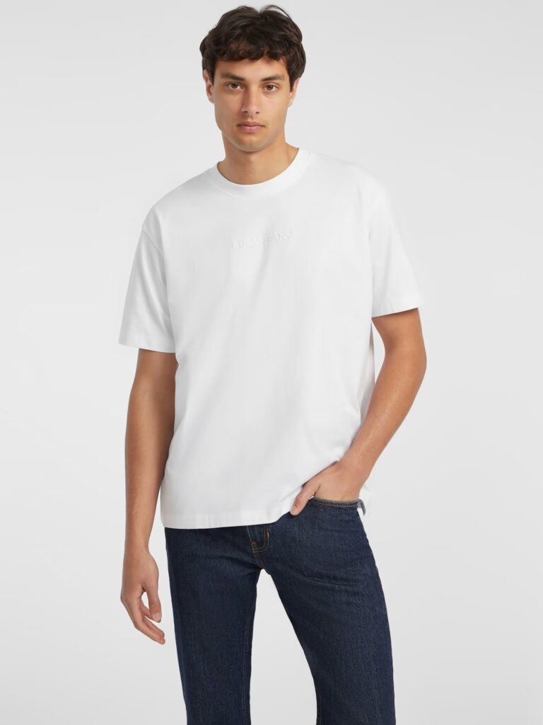 GUESS JEANS GJ SS CN OS LOGO EMB TEE ΜΠΛΟΥΖΑ ΑΝΔΡΙΚΟ | WHITE