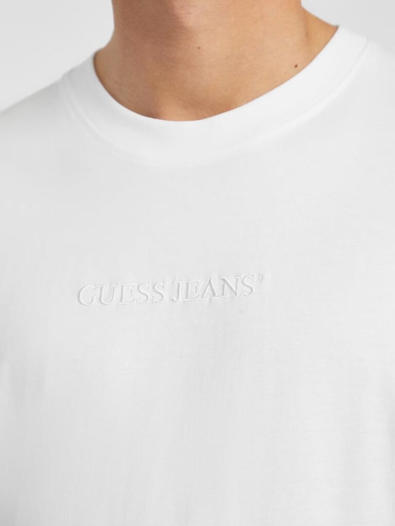 GUESS JEANS GJ SS CN OS LOGO EMB TEE ΜΠΛΟΥΖΑ ΑΝΔΡΙΚΟ | WHITE