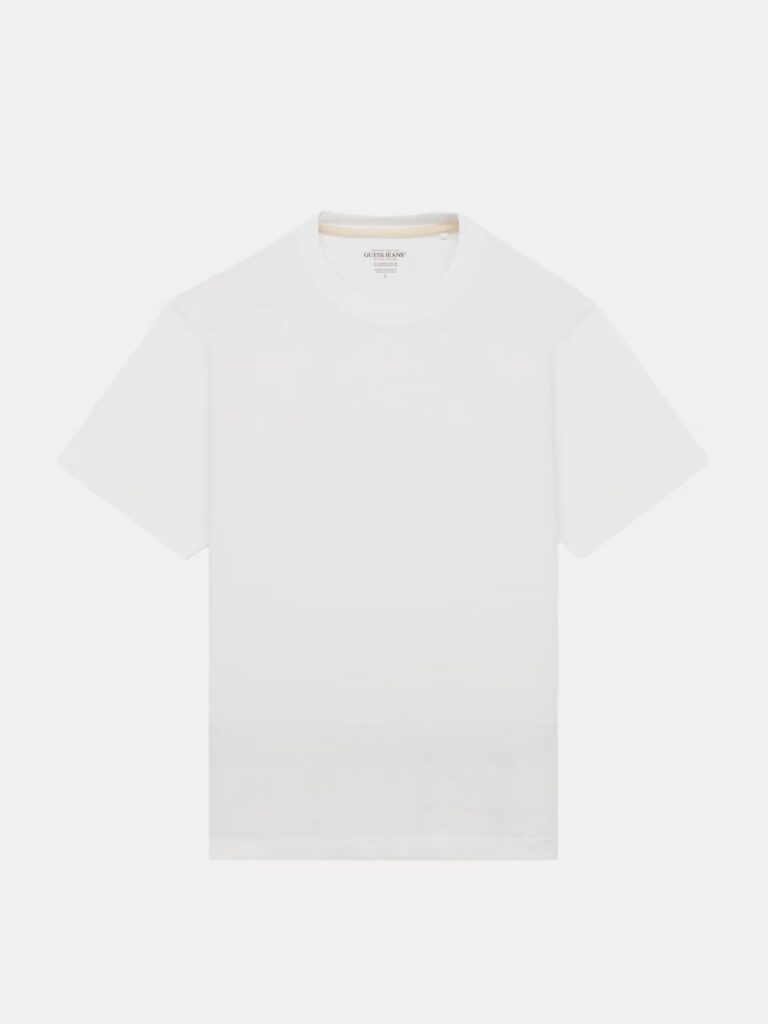GUESS JEANS GJ SS CN OS LOGO EMB TEE ΜΠΛΟΥΖΑ ΑΝΔΡΙΚΟ | WHITE