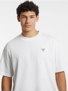 GUESS JEANS GJ SS CN OS MINI TRIANGLE TEE ΜΠΛΟΥΖΑ ΑΝΔΡΙΚΟ | WHITE