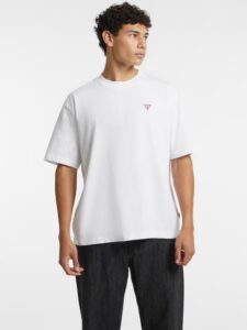 GUESS JEANS GJ SS CN OS MINI TRIANGLE TEE ΜΠΛΟΥΖΑ ΑΝΔΡΙΚΟ | WHITE