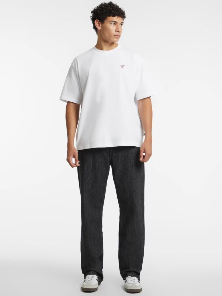 GUESS JEANS GJ SS CN OS MINI TRIANGLE TEE ΜΠΛΟΥΖΑ ΑΝΔΡΙΚΟ | WHITE