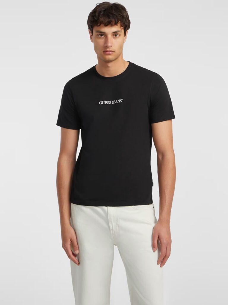 GUESS JEANS GJ SS CN SLIM LOGO EMBRO TEE ΜΠΛΟΥΖΑ ΑΝΔΡΙΚΟ | BLACK