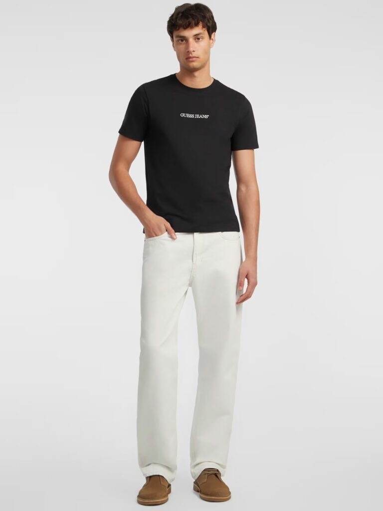 GUESS JEANS GJ SS CN SLIM LOGO EMBRO TEE ΜΠΛΟΥΖΑ ΑΝΔΡΙΚΟ | BLACK
