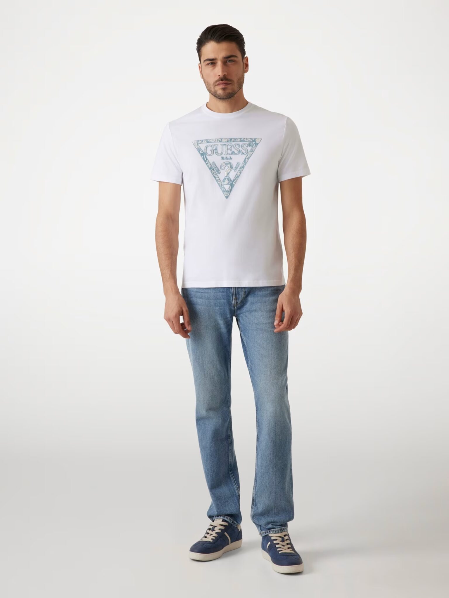 GUESS JEANS GUESS GJ SS CN REG PALM TR MID ORGANIC HEAVY | AQUA