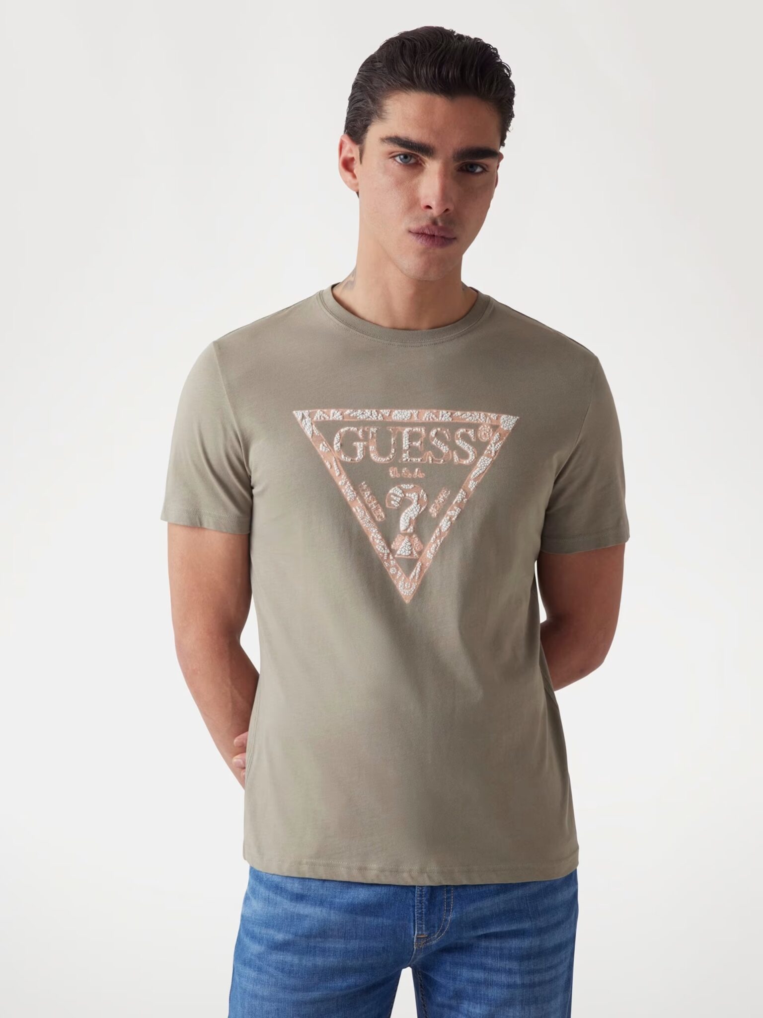 GUESS JEANS GUESS GJ SS CN REG PALM TR MID ORGANIC HEAVY | AQUA