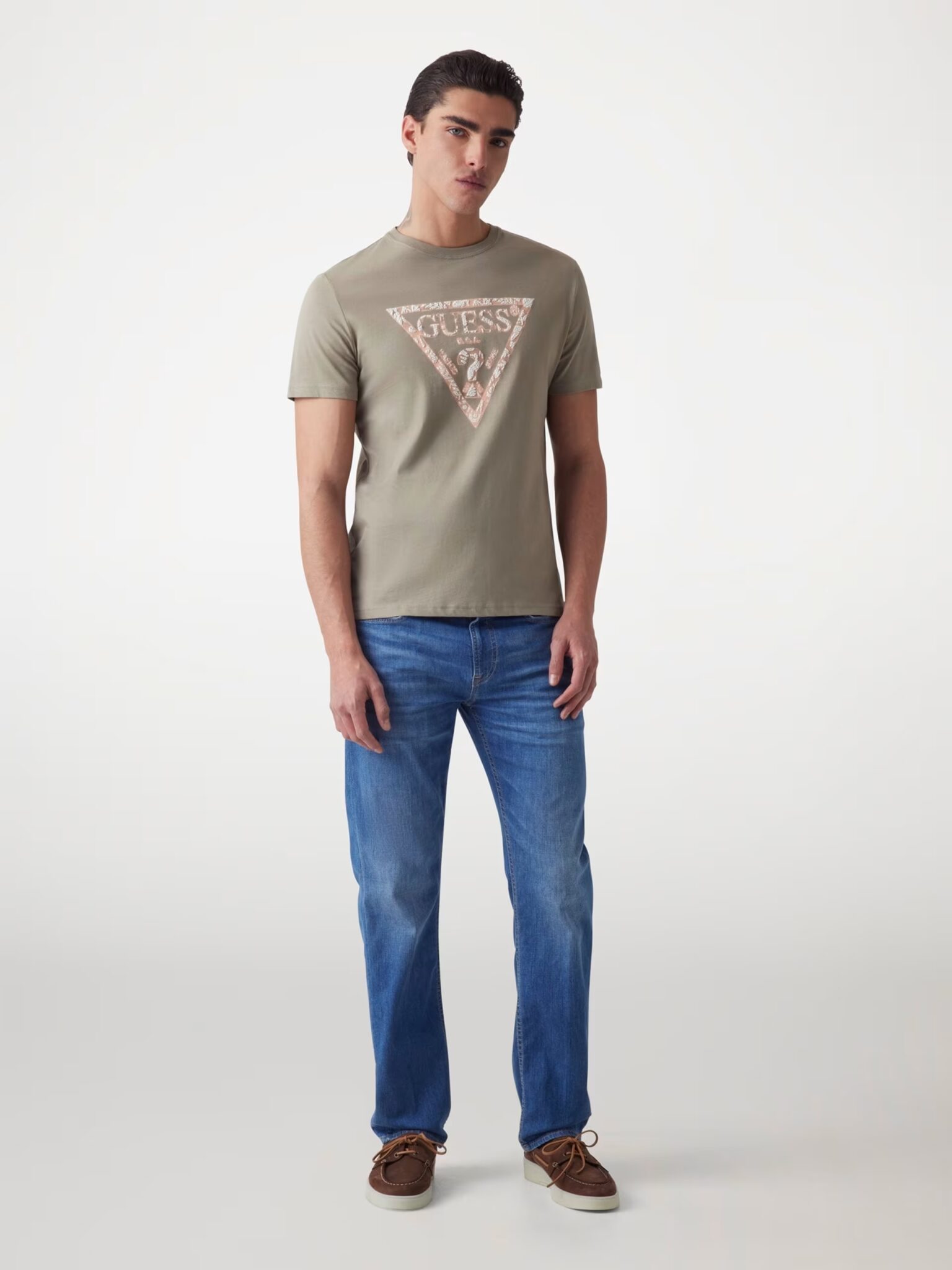 GUESS JEANS GUESS GJ SS CN REG PALM TR MID ORGANIC HEAVY | AQUA