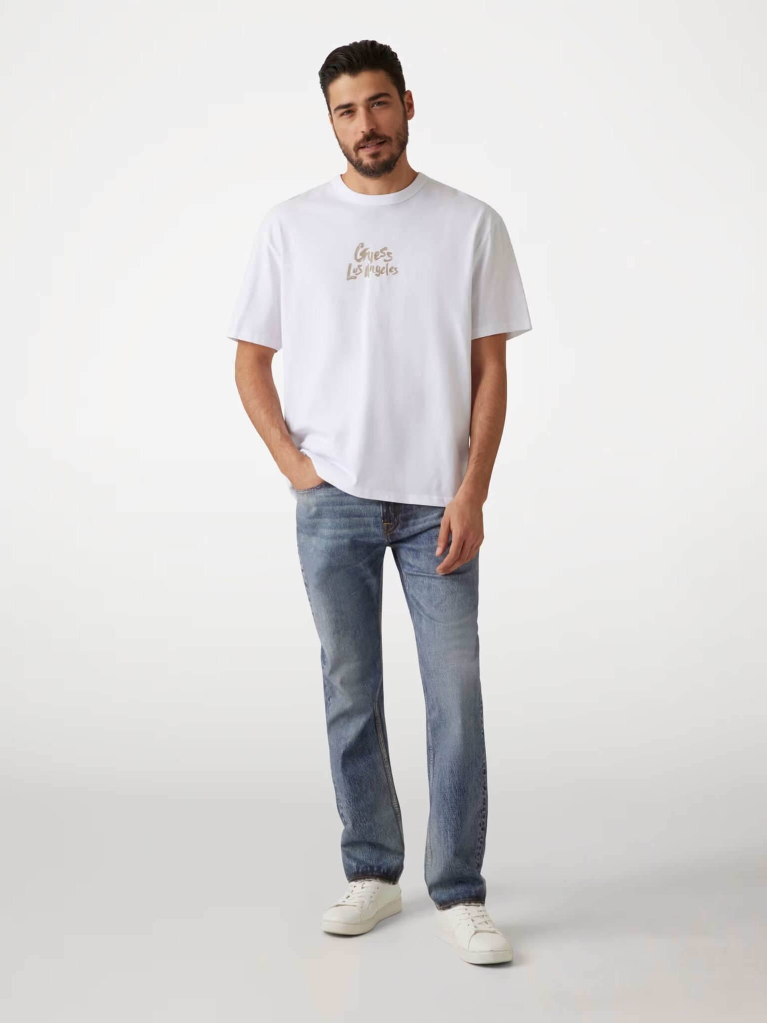GUESS JEANS GUESS GJ SS CN REG PALM TR MID ORGANIC HEAVY | AQUA