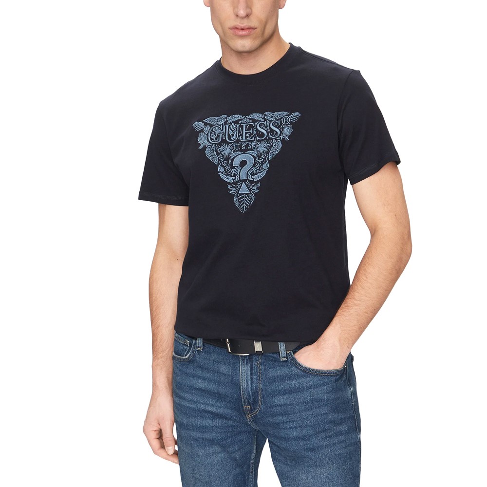GUESS JEANS GUESS GJ SS CN REG PALM TR MID ORGANIC HEAVY | AQUA