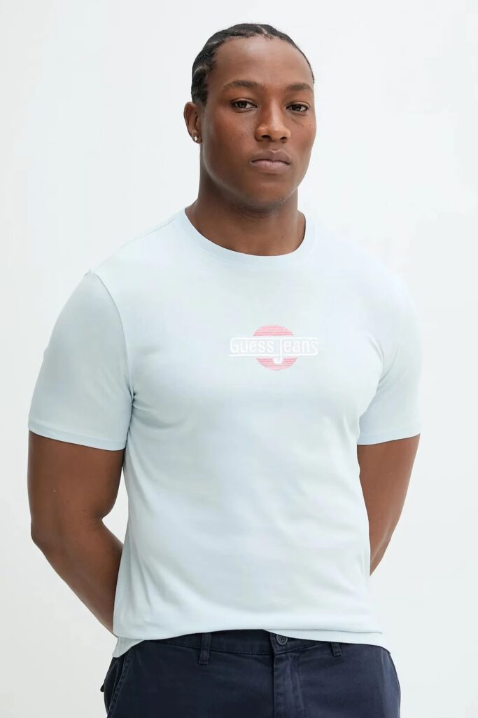 GUESS JEANS GUESS GJ SS CN SLIM SUNSET ORGANIC CO 160GSM | AQUA