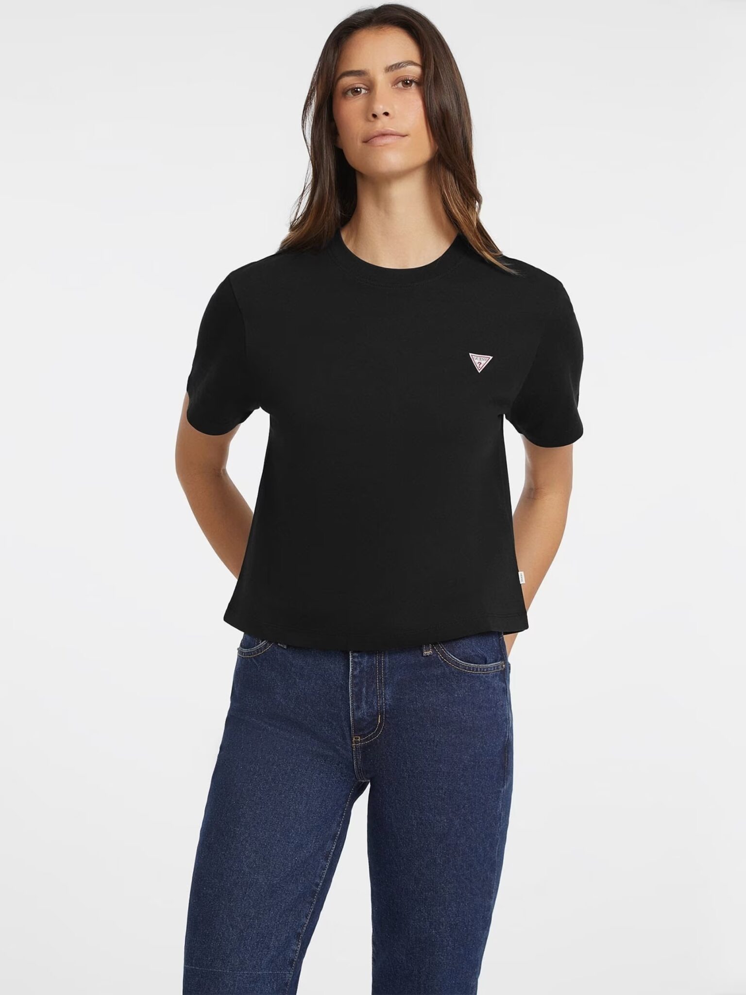 GUESS JEANS GJ SS CN BOXY EMBRO LOGO TEE ΜΠΛΟΥΖΑ ΓΥΝΑΙΚΕΙΟ | BLACK