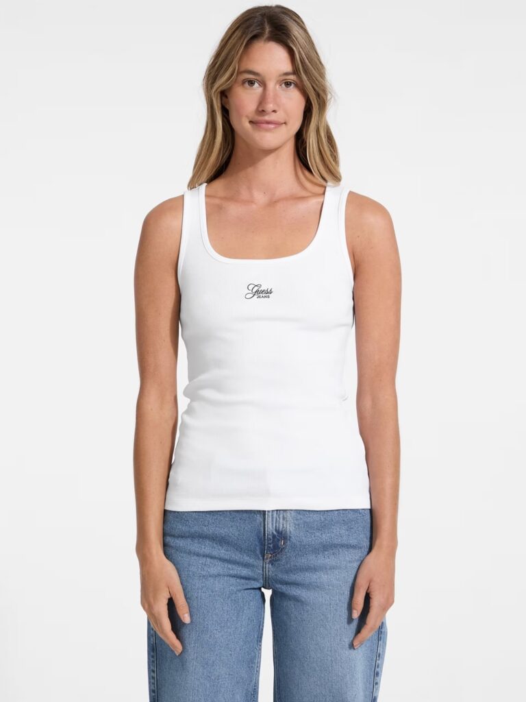 GUESS JEANS GUESS GJ TANK TOP SLIM RIB – ORG CO GUNNAR STR 215 | WHITE