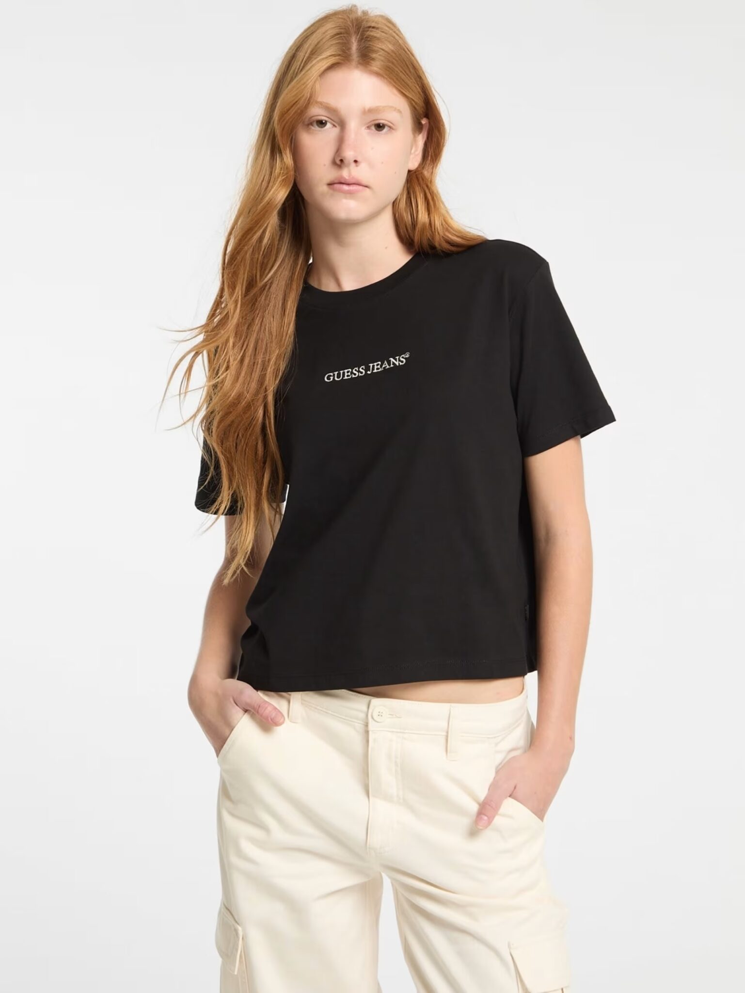 GUESS JEANS GJ SS CN BOXY EMBRO LOGO TEE ΜΠΛΟΥΖΑ ΓΥΝΑΙΚΕΙΟ | BLACK