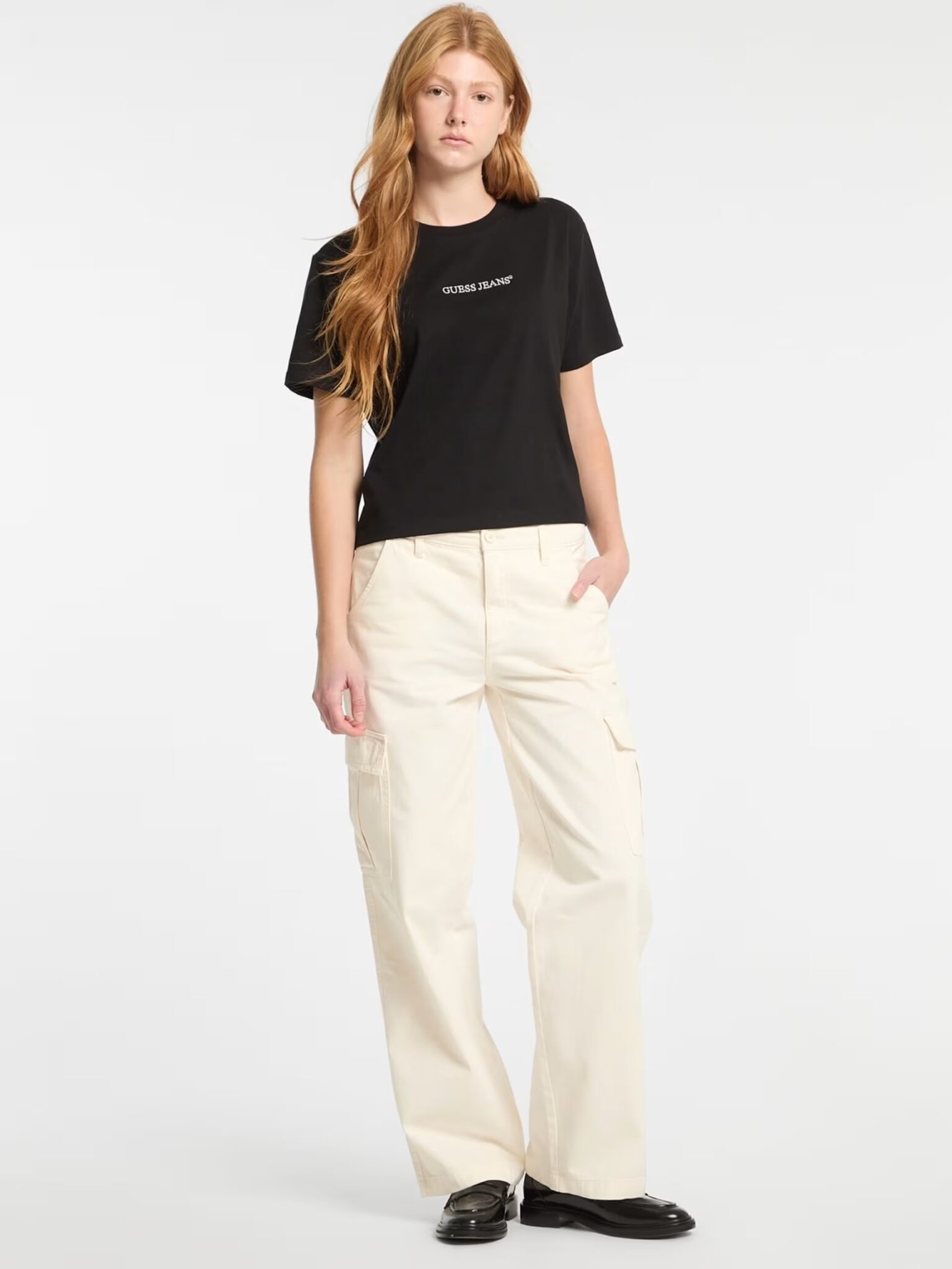 GUESS JEANS GJ SS CN BOXY EMBRO LOGO TEE ΜΠΛΟΥΖΑ ΓΥΝΑΙΚΕΙΟ | BLACK