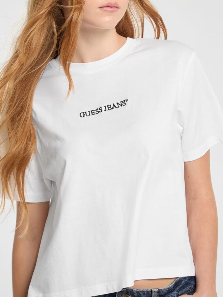 GUESS JEANS GJ SS CN BOXY EMBRO LOGO TEE ΜΠΛΟΥΖΑ ΓΥΝΑΙΚΕΙΟ | WHITE