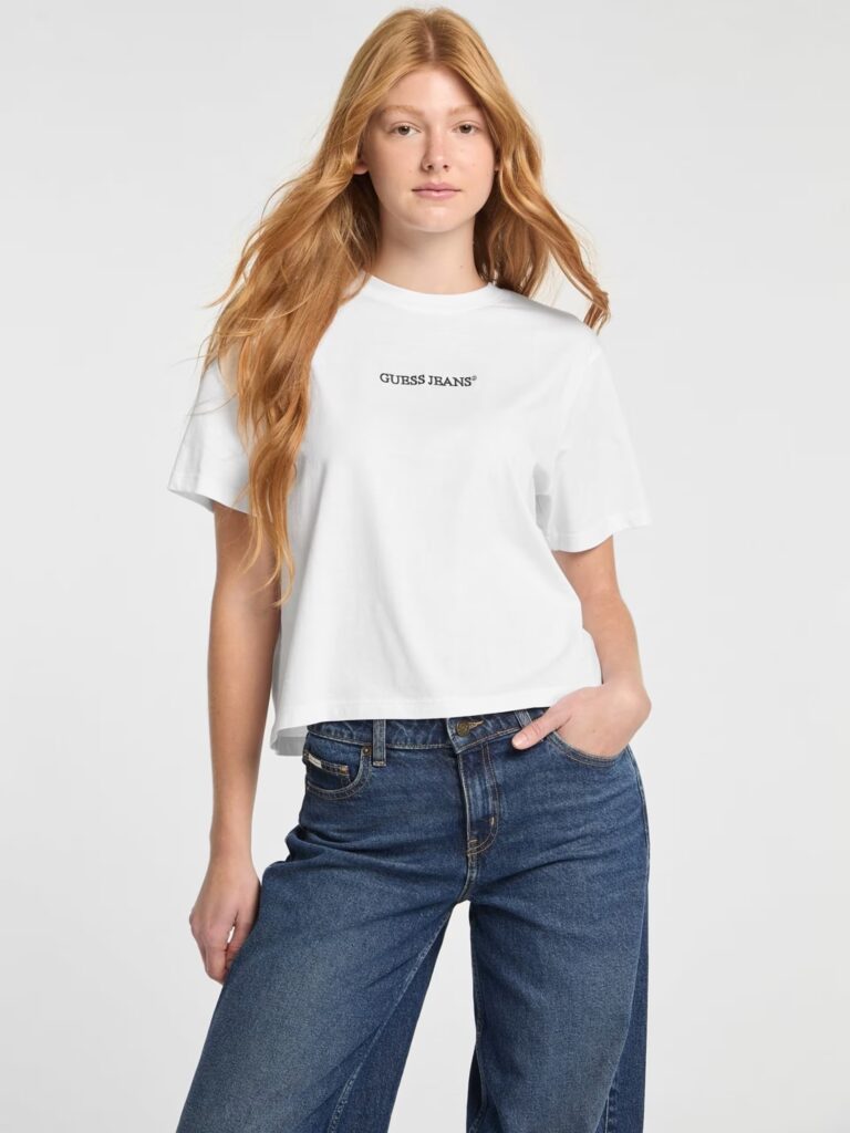 GUESS JEANS GJ SS CN BOXY EMBRO LOGO TEE ΜΠΛΟΥΖΑ ΓΥΝΑΙΚΕΙΟ | WHITE