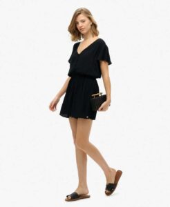 SUPERDRY D2 OVIN SS PRINTED PLAYSUIT ΦΟΡΕΜΑ ΓΥΝΑΙΚΕΙΟ | BLACK
