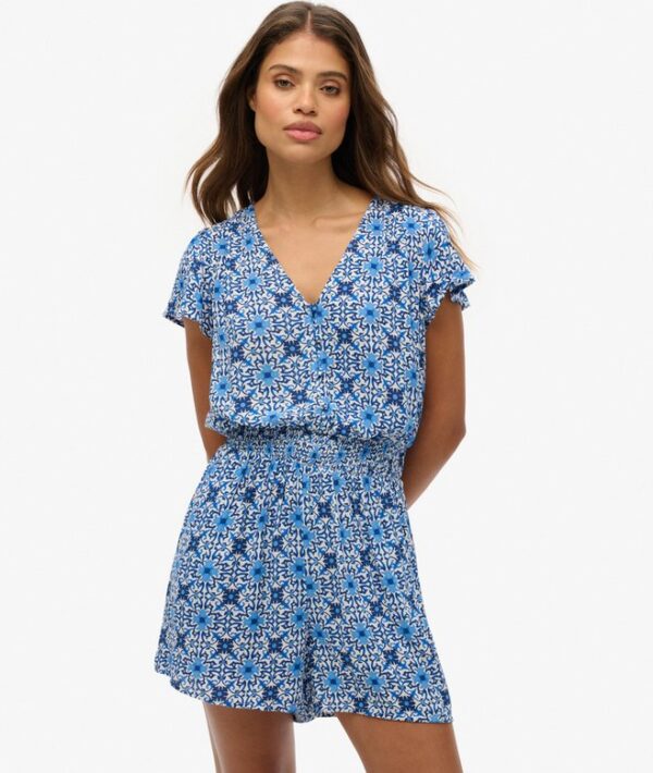 SUPERDRY D2 OVIN SS PRINTED PLAYSUIT ΦΟΡΕΜΑ ΓΥΝΑΙΚΕΙΟ | BLUE