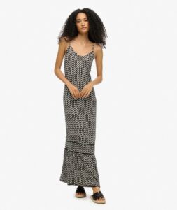 SUPERDRY D2 OVIN CAMI MAXI DRESS ΦΟΡΕΜΑ ΓΥΝΑΙΚΕΙΟ | BLACK & WHITE