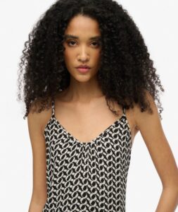 SUPERDRY D2 OVIN CAMI MAXI DRESS ΦΟΡΕΜΑ ΓΥΝΑΙΚΕΙΟ | BLACK & WHITE