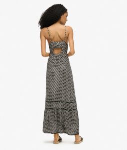 SUPERDRY D2 OVIN CAMI MAXI DRESS ΦΟΡΕΜΑ ΓΥΝΑΙΚΕΙΟ | BLACK & WHITE