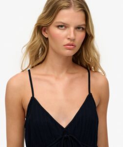 SUPERDRY TEXTURED WOVEN CAMI MINI DRESS ΦΟΡΕΜΑ | DARK BLUE