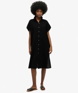 SUPERDRY OVERSIZED MIDI SHIRT DRESS ΦΟΡΕΜΑ | BLACK