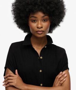 SUPERDRY OVERSIZED MIDI SHIRT DRESS ΦΟΡΕΜΑ | BLACK