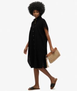 SUPERDRY OVERSIZED MIDI SHIRT DRESS ΦΟΡΕΜΑ | BLACK