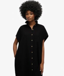 SUPERDRY OVERSIZED MIDI SHIRT DRESS ΦΟΡΕΜΑ | BLACK