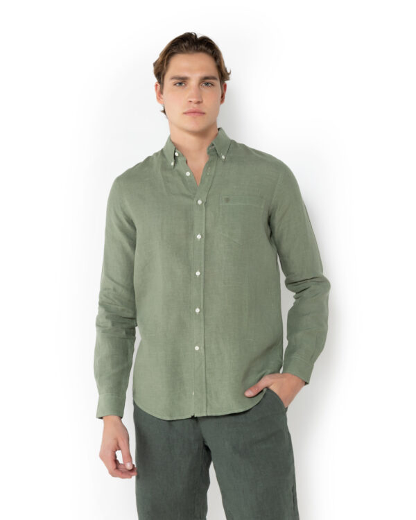 THE BOSTONIANS ΠΟΥΚΑΜΙΣΟ ΛΙΝΟ REGULAR FIT 3AAP2412-70 | DARK OLIVE