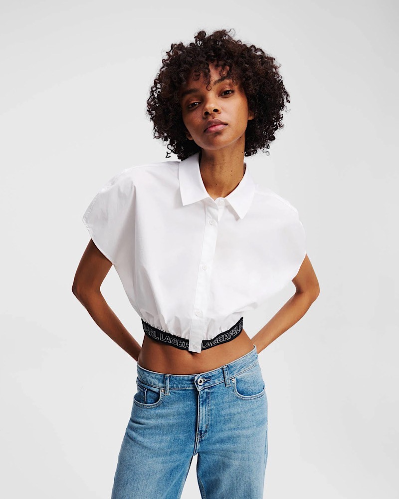 KARL LAGERFELD JEANS KLJ CROCHET FITTED TOP A2W18003 | BLACK&WHITE
