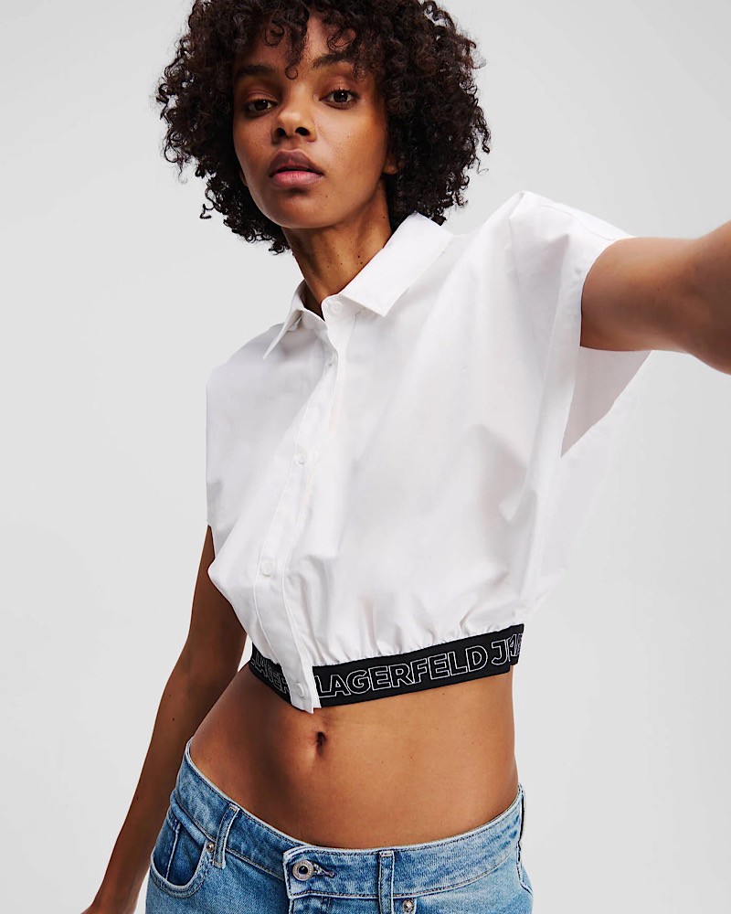 KARL LAGERFELD JEANS KLJ CROCHET FITTED TOP A2W18003 | BLACK&WHITE