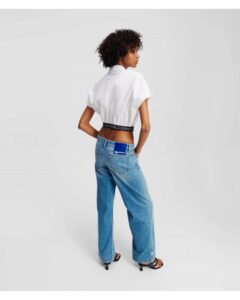 KARL LAGERFELD JEANS KLJ CROPPED WOVEN SHIRT A2W11017 | WHITE