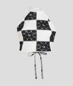 KARL LAGERFELD JEANS KLJ CROCHET FITTED TOP A2W18003 | BLACK&WHITE