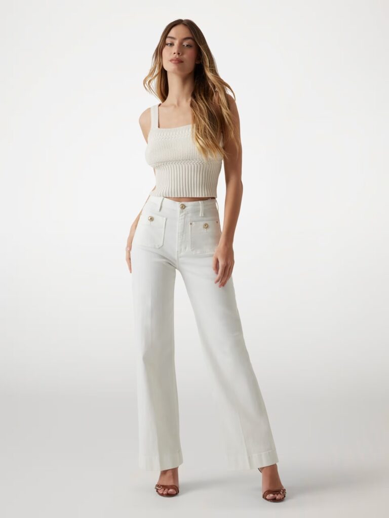 GUESS SAILOR WIDE LEG W5GA2JD5N71 | WHITE