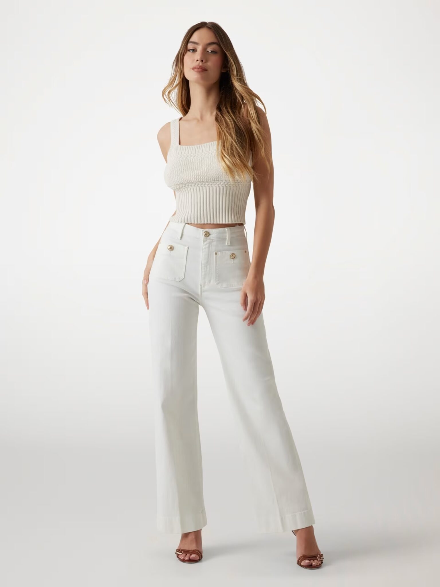 GUESS SAILOR WIDE LEG W5GA2JD5N71 | WHITE