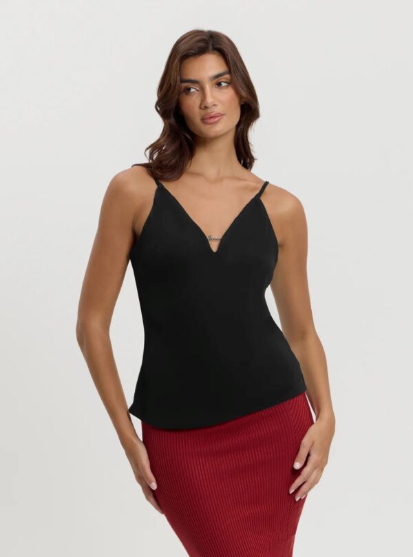 GUESS CAROLINE TANK TOP LOGO PLATE ΜΠΛΟΥΖΑ ΓΥΝΑΙΚΕΙΟ | BLACK