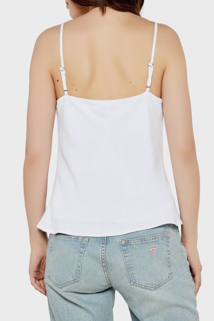 GUESS CAROLINE TANK TOP LOGO PLATE ΜΠΛΟΥΖΑ ΓΥΝΑΙΚΕΙΟ | WHITE