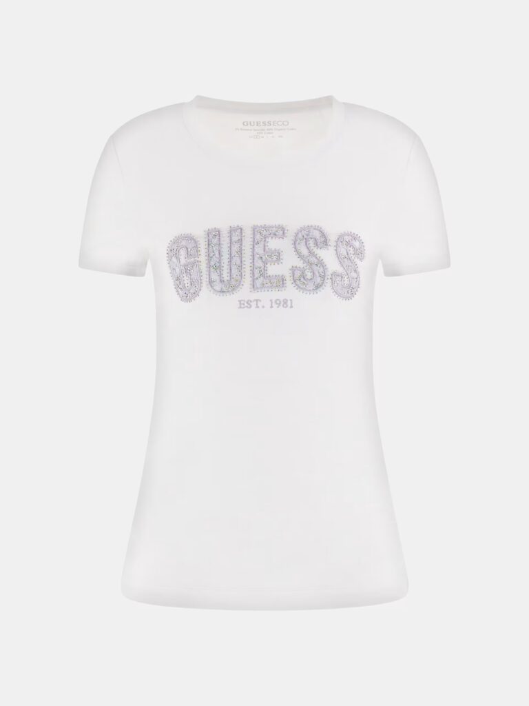 GUESS CN SS LOGO LACE TEEW5GI04J1314 | WHITE