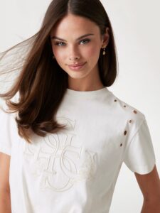 GUESS CN SS EYELET TONE ON TONE W5GI18I3Z14 | OFF WHITE