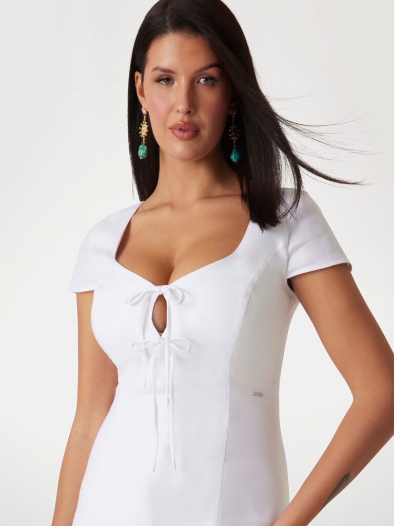 GUESS ISABEAU BOWS MINI DRESS W5GK41WH5L2 | WHITE