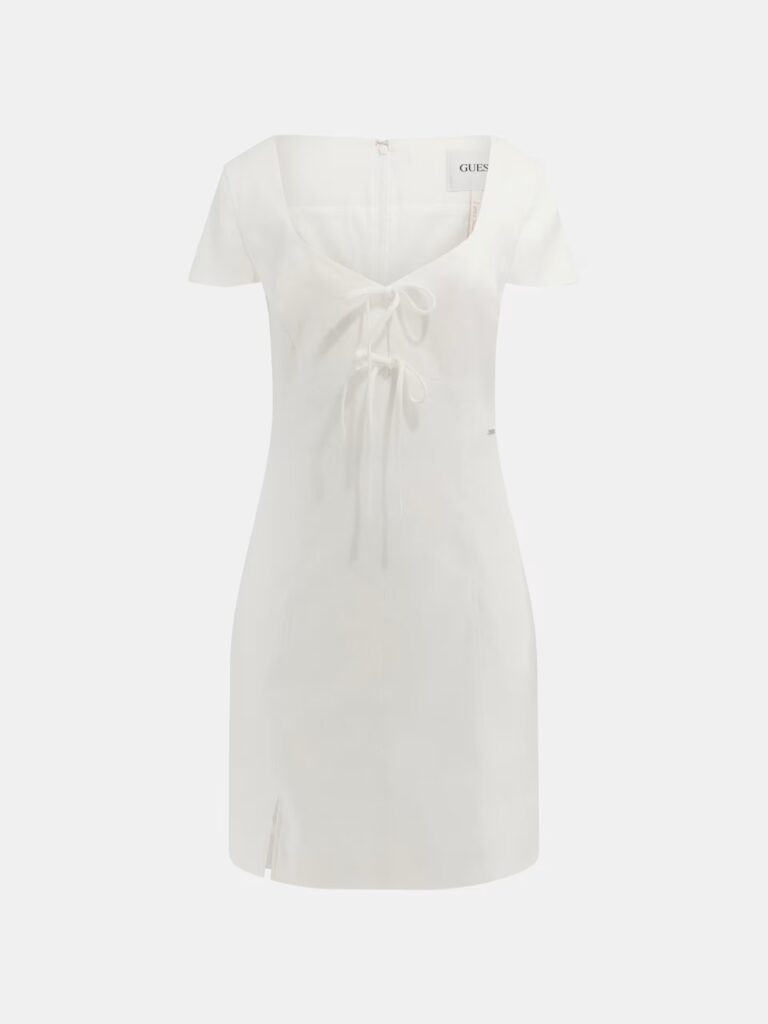 GUESS ISABEAU BOWS MINI DRESS W5GK41WH5L2 | WHITE