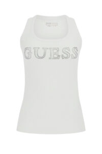 GUESS SL EMBELLISHED LOGO TANK TOP W5GP29KA0H1 | WHITE