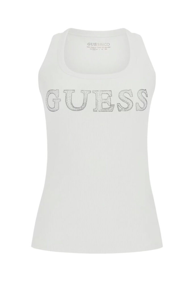 GUESS SL EMBELLISHED LOGO TANK TOP W5GP29KA0H1 | WHITE
