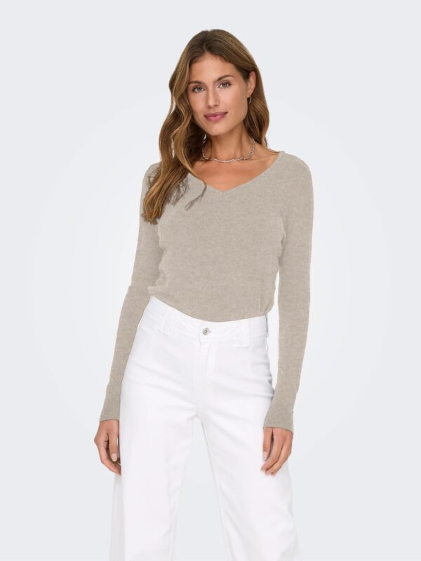 ONLY ONLVENICE LIFE LS VNECK PULLO KNT NOOS ΠΛΕΚΤΟ | BEIGE