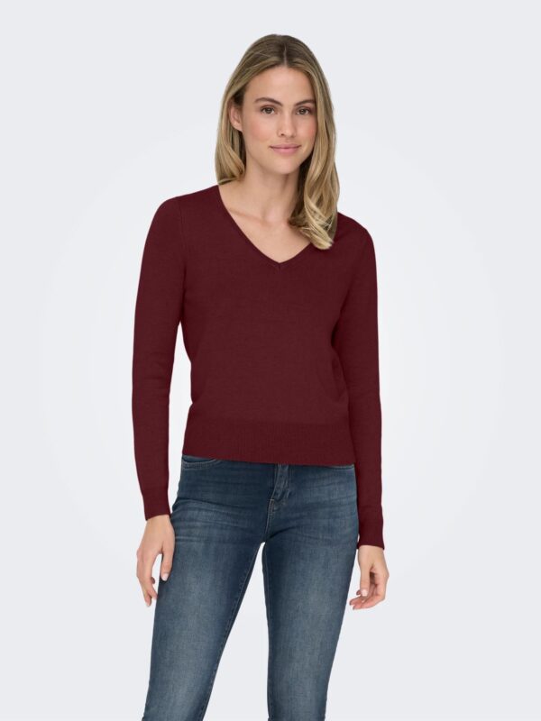 ONLY ONLVENICE LIFE LS VNECK PULLO KNT NOOS ΠΛΕΚΤΟ | BORDEAUX