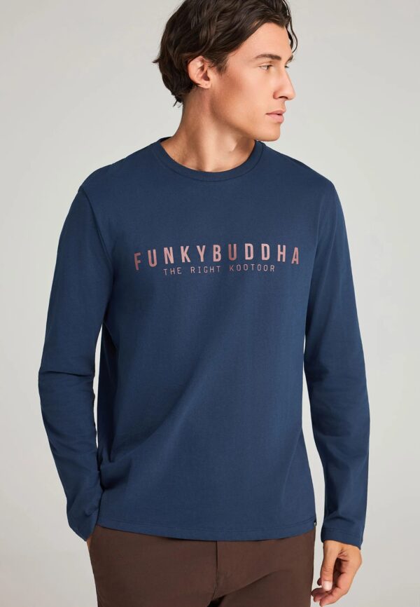 FUNKY BUDDHA ΑΝΔΡΙΚΉ ΜΠΛΟΎΖΑ ΜΕ ΜΑΚΡΎ ΜΑΝΊΚΙ | DARK BLUE